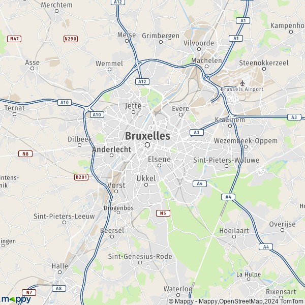 De kaart voor de Brussel Hoofdstad